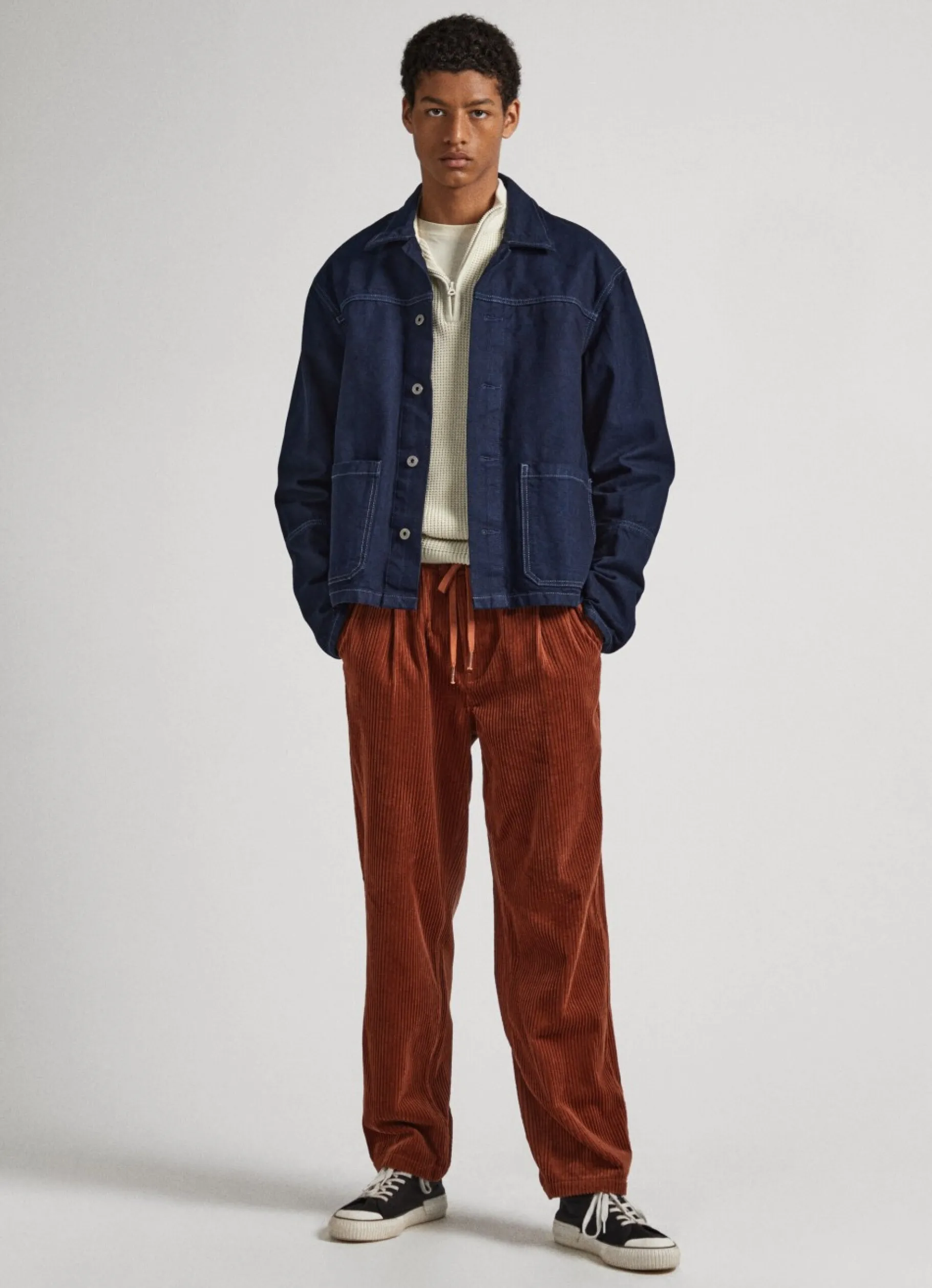 Men Pepe Jeans Alban Loose Fit Corduroy Trousers