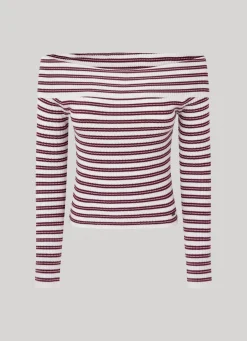 Women Pepe Jeans Bardot Stripe Print Top
