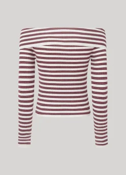 Women Pepe Jeans Bardot Stripe Print Top