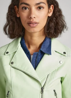 Women Pepe Jeans Biker Jacket With Openwork Details