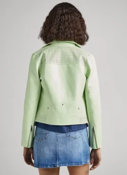 Women Pepe Jeans Biker Jacket With Openwork Details