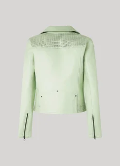 Women Pepe Jeans Biker Jacket With Openwork Details