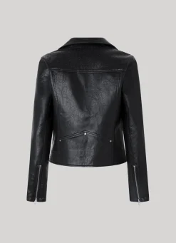 Women Pepe Jeans Biker Jacket With Openwork Details