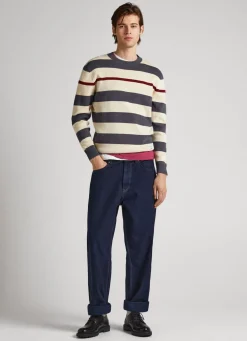 Men Pepe Jeans Breton Stripe Print Sweatshirt