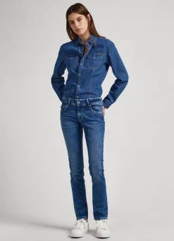 Women Pepe Jeans Brooke Regular Fit Mid-Rise Jeans