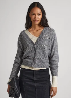 Women Pepe Jeans Cardigan With Openwork Details