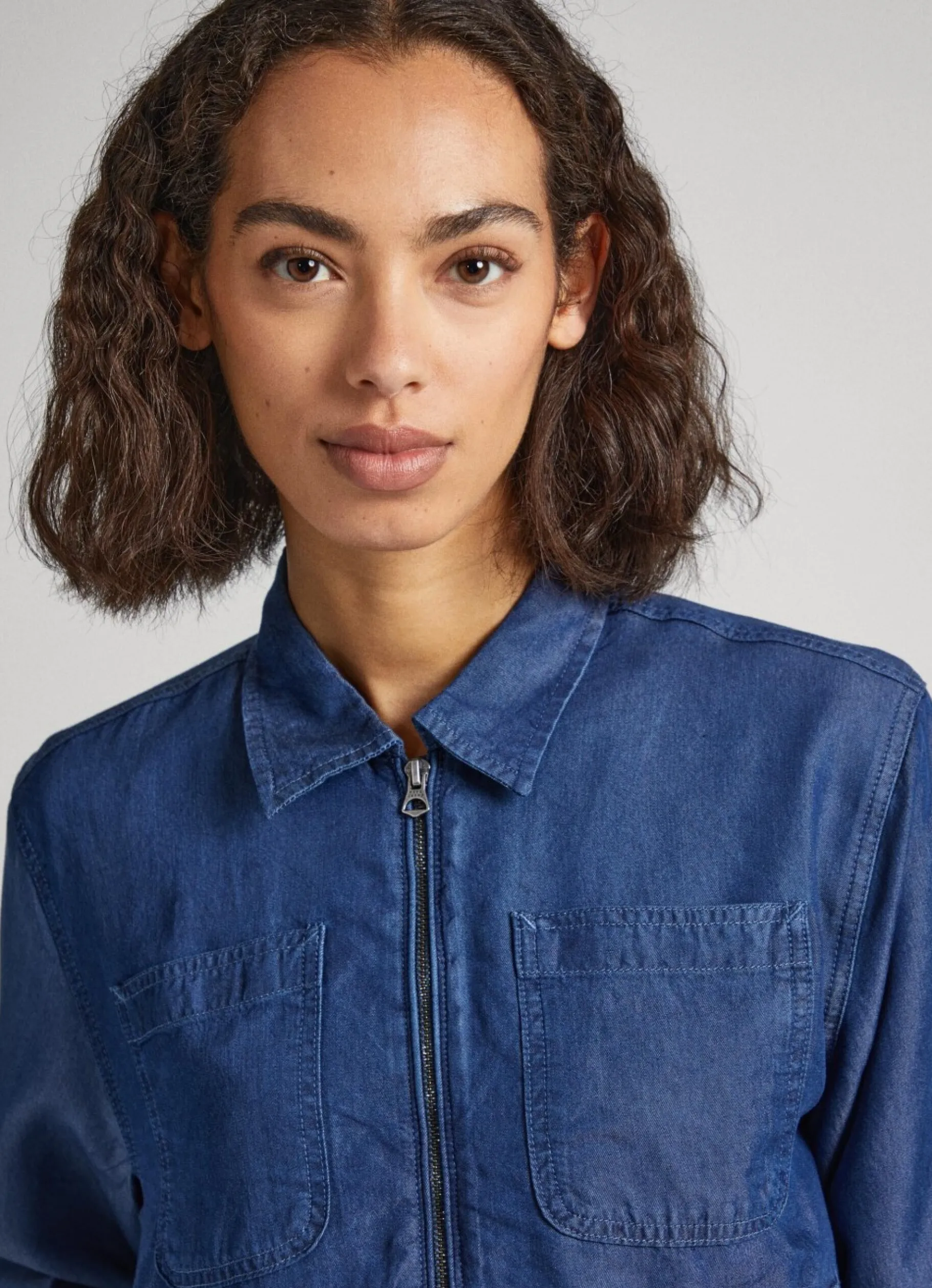 Women Pepe Jeans Chambray Bomber Jacket