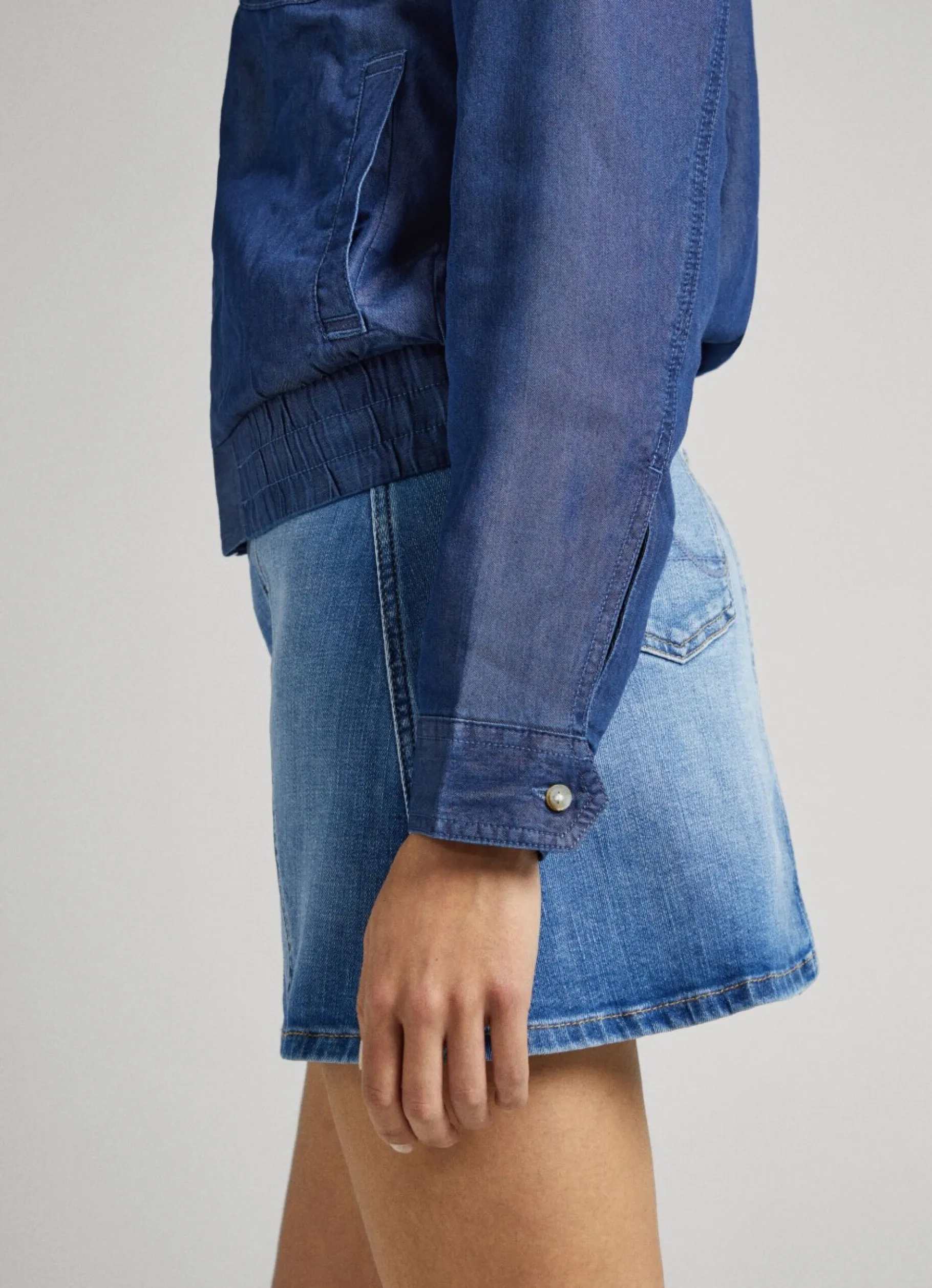 Women Pepe Jeans Chambray Bomber Jacket