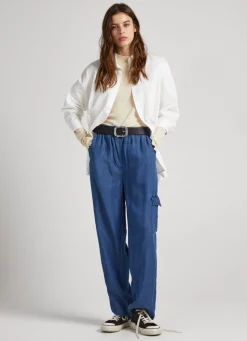 Women Pepe Jeans Chambray Cargo Trousers