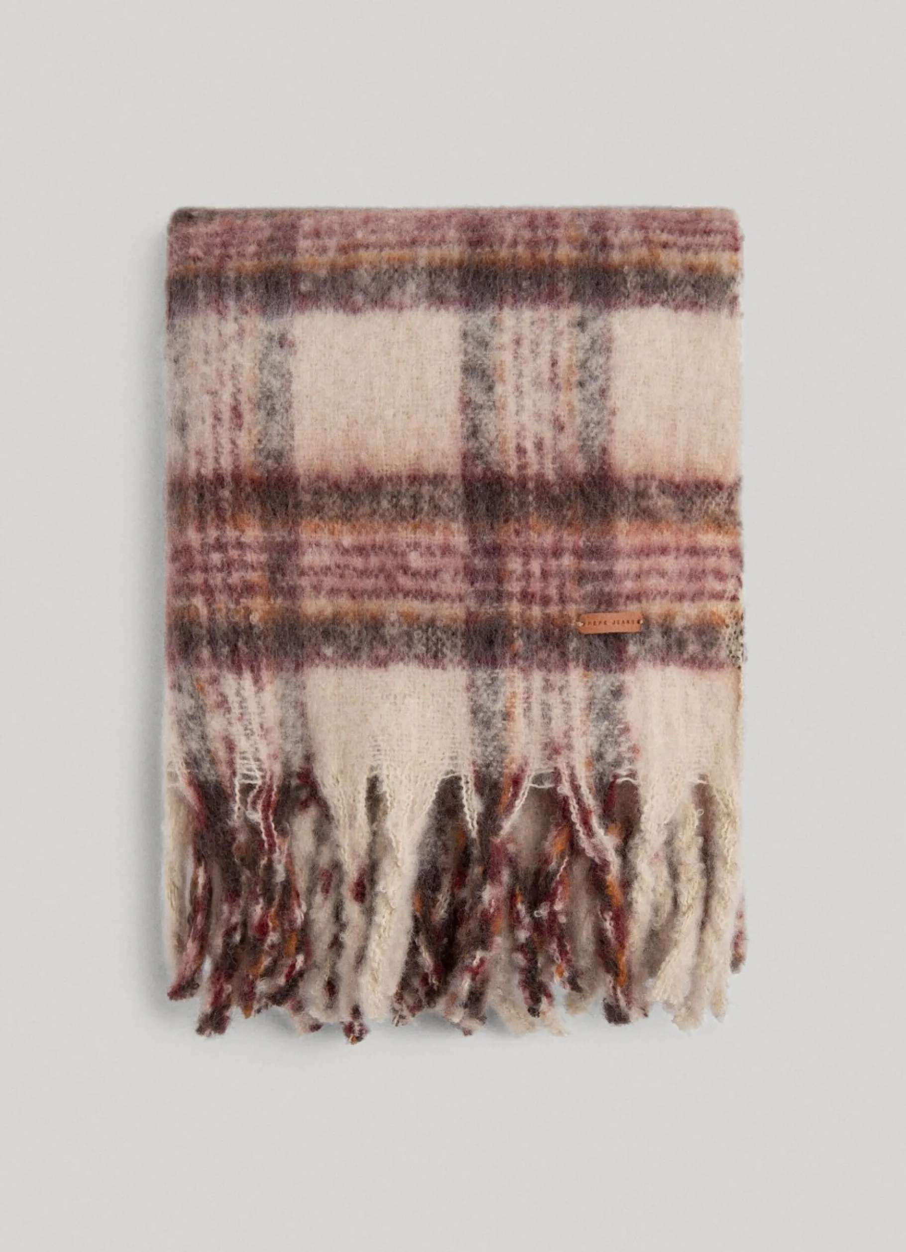 Women Pepe Jeans Check Print Plush Scarf