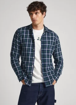 Men Pepe Jeans Checked Cotton Twill Shirt