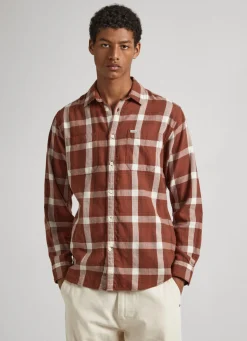 Men Pepe Jeans Checked Cotton Twill Shirt