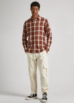 Men Pepe Jeans Checked Cotton Twill Shirt