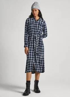 Women Pepe Jeans Checked Dress With Belt