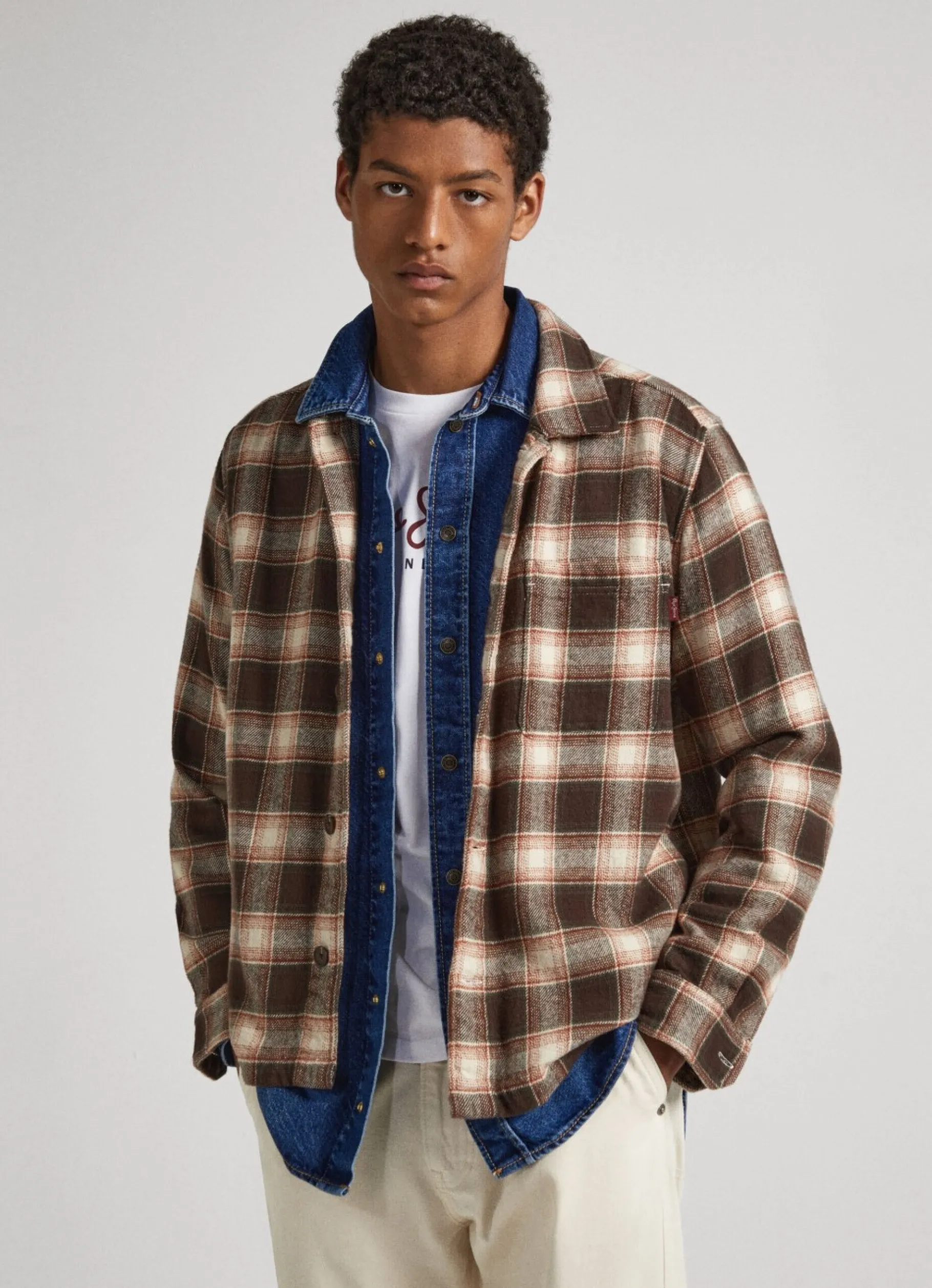 Men Pepe Jeans Checked Flannel Overshirt