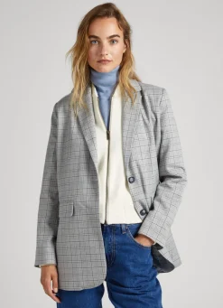Women Pepe Jeans Checked Twill Blazer