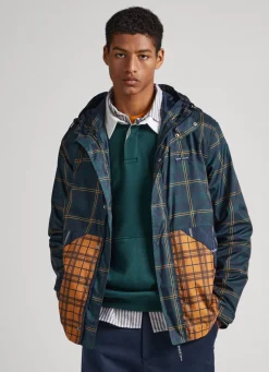 Men Pepe Jeans Checked Waterproof Anorak