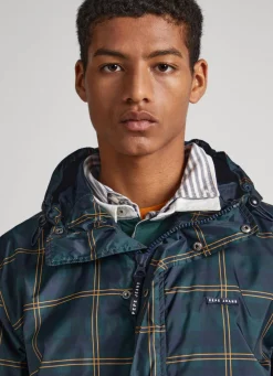 Men Pepe Jeans Checked Waterproof Anorak