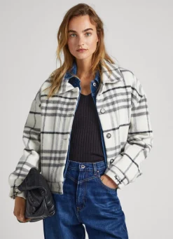 Women Pepe Jeans Checked Wool Jacket