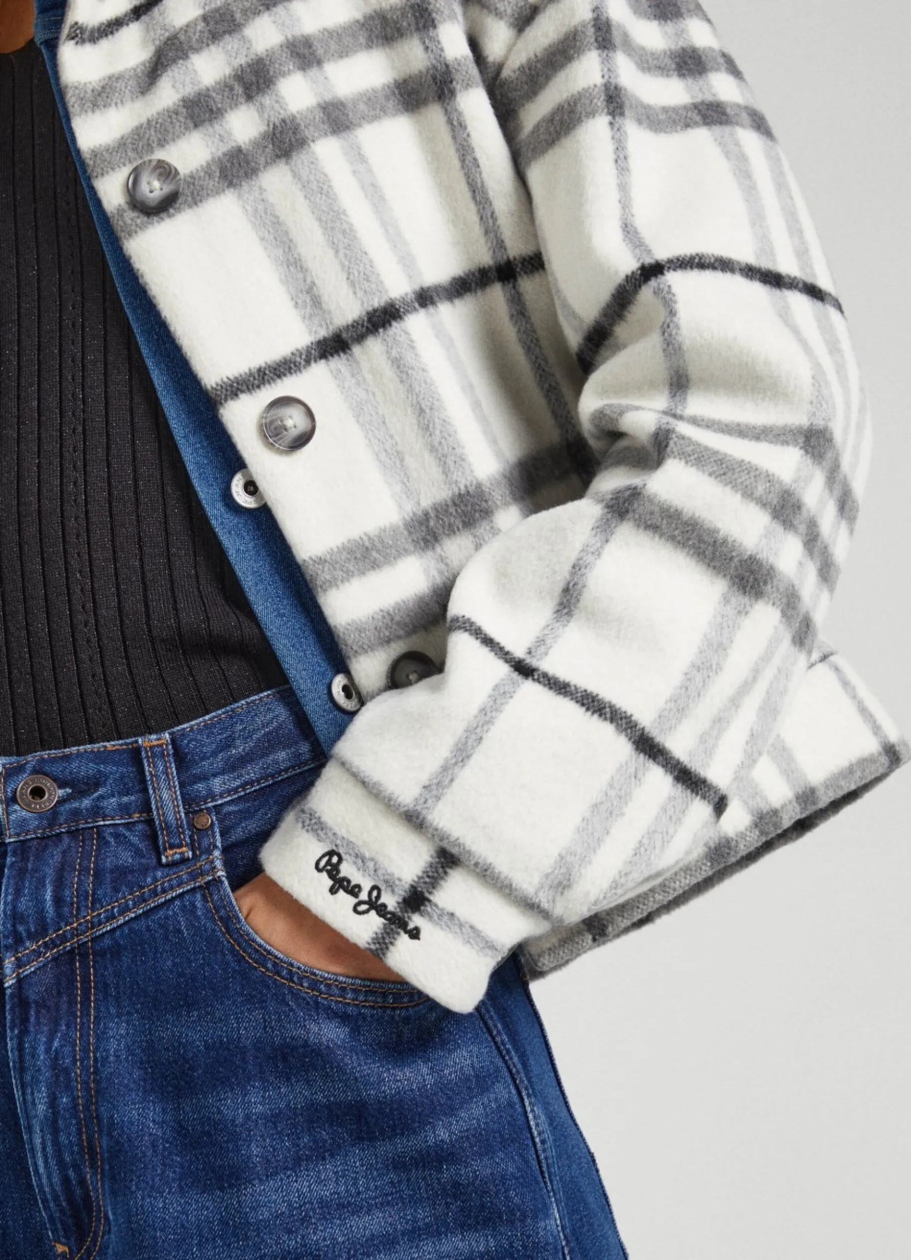 Women Pepe Jeans Checked Wool Jacket