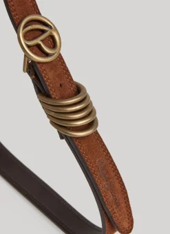 Women Pepe Jeans Circular Logo Suede Belt