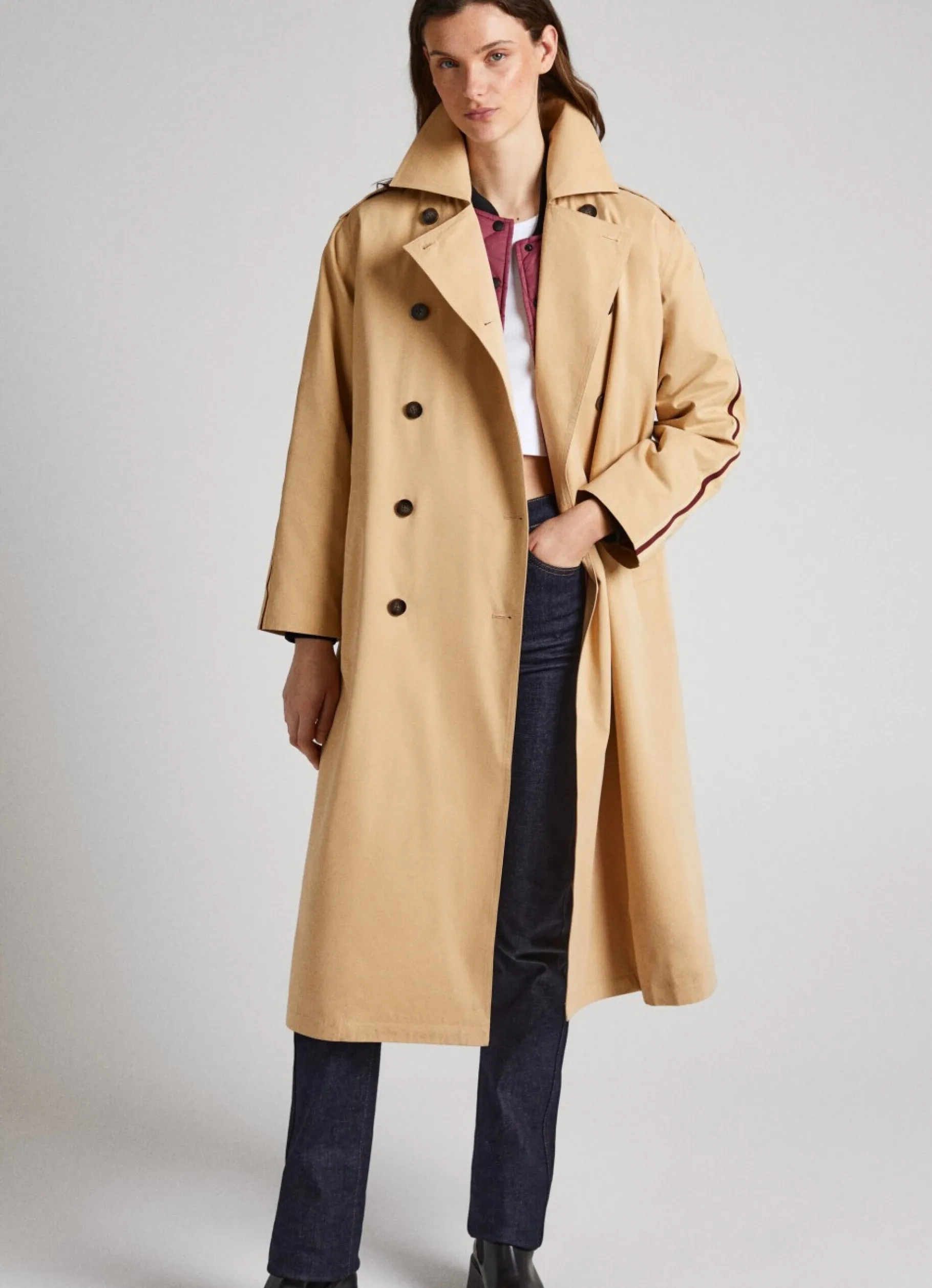 Women Pepe Jeans Classic Relaxed Fit Trench Coat