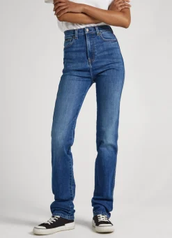 Women Pepe Jeans Cleo Straight Fit High-Rise Jeans
