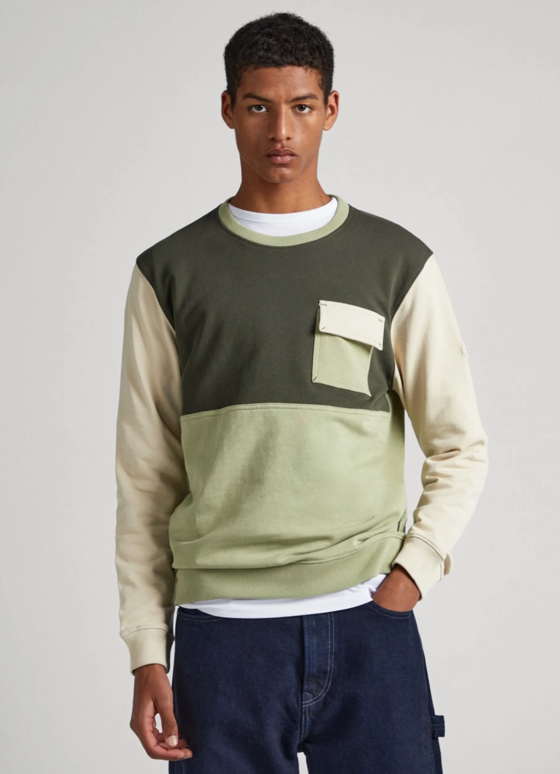Men Pepe Jeans Colour Block Cotton Sweatshirt