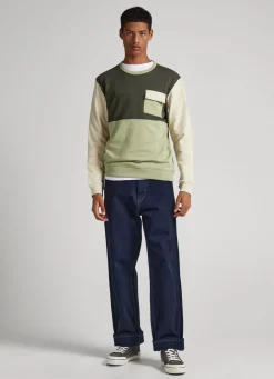 Men Pepe Jeans Colour Block Cotton Sweatshirt