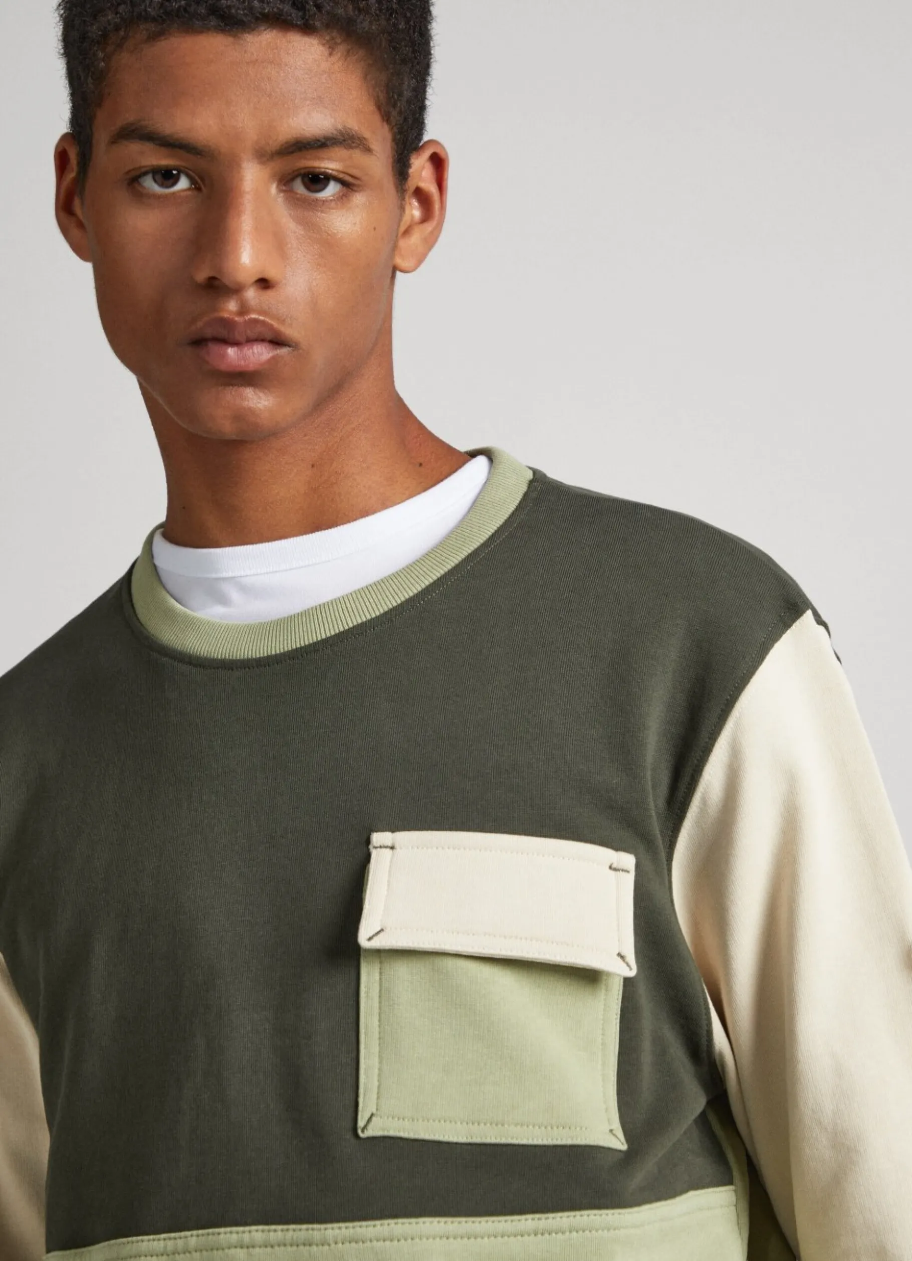 Men Pepe Jeans Colour Block Cotton Sweatshirt