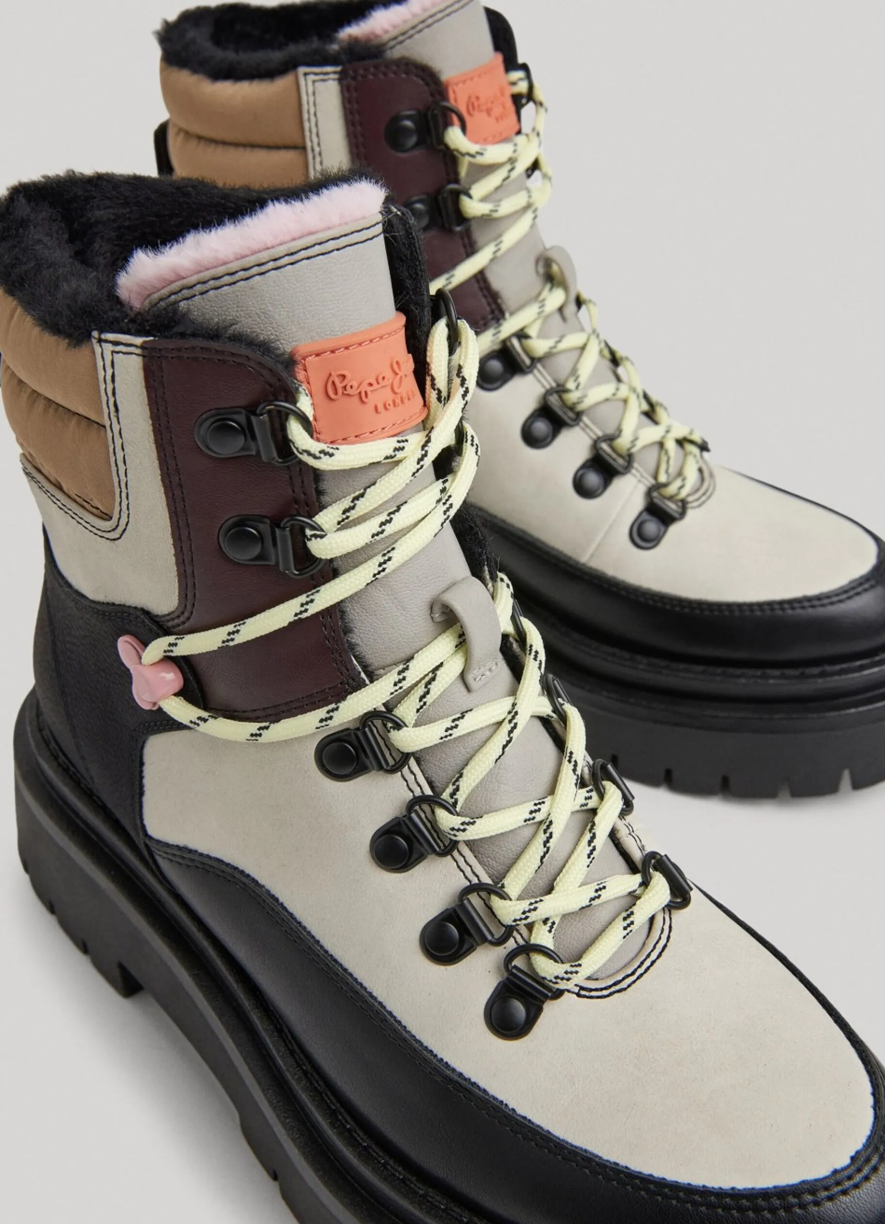 Women Pepe Jeans Combined Fabric Ankle Boots
