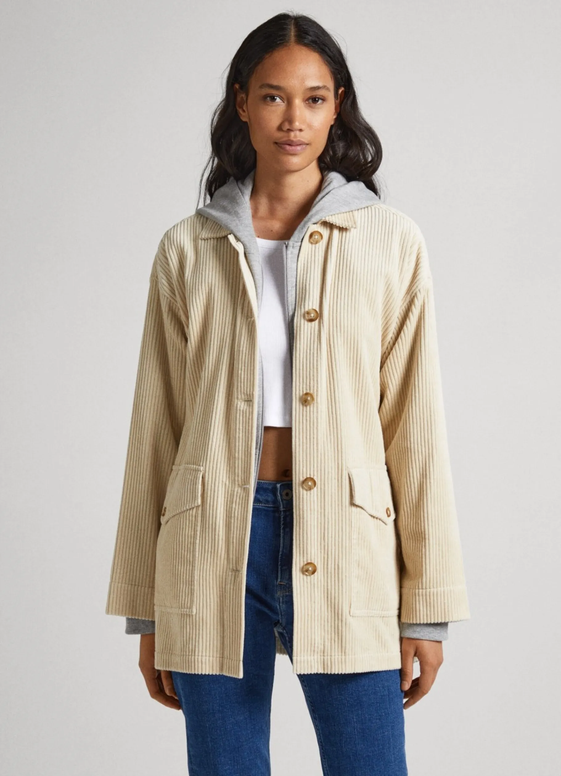 Women Pepe Jeans Corduroy Overshirt With Belt