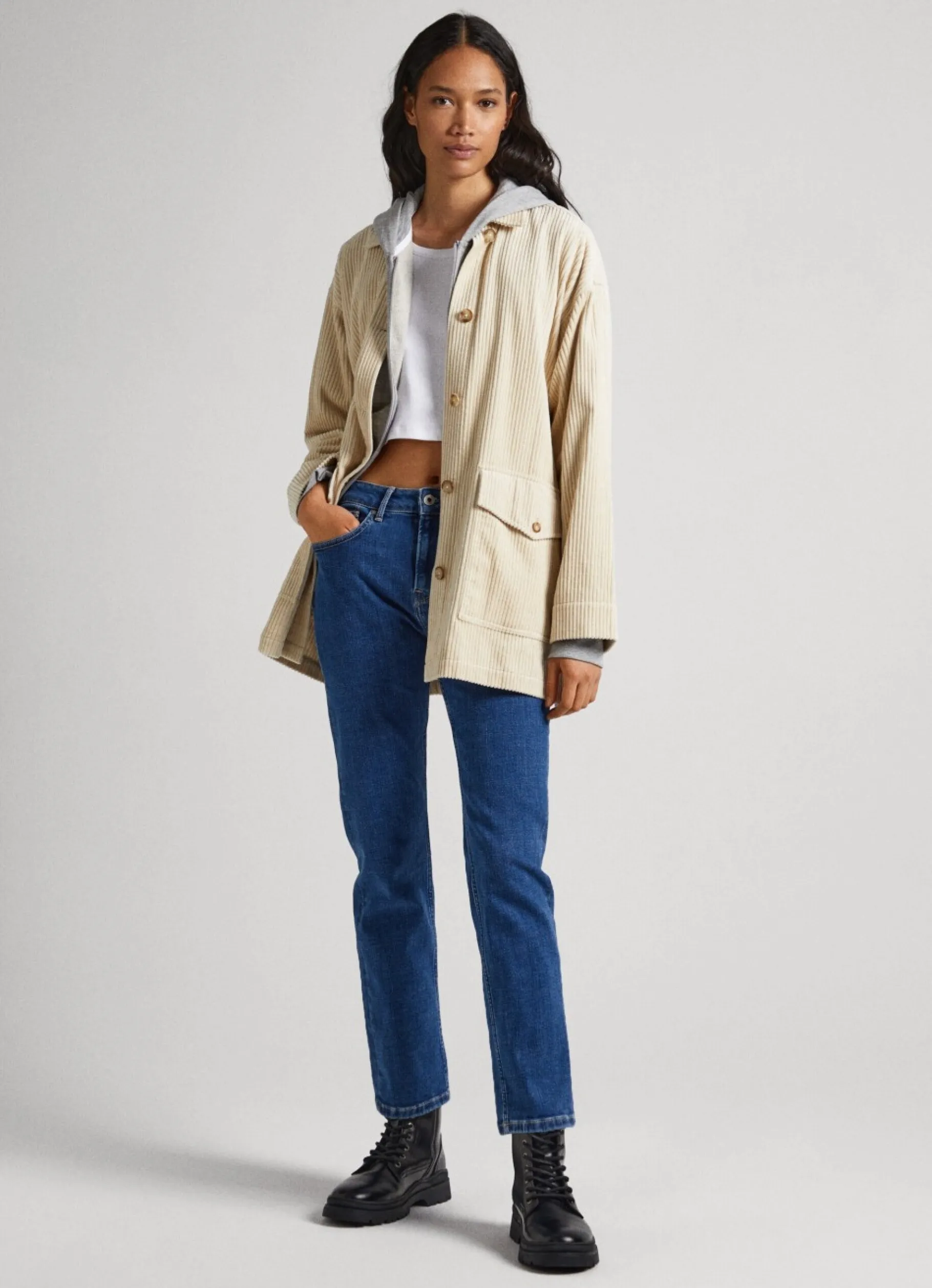 Women Pepe Jeans Corduroy Overshirt With Belt
