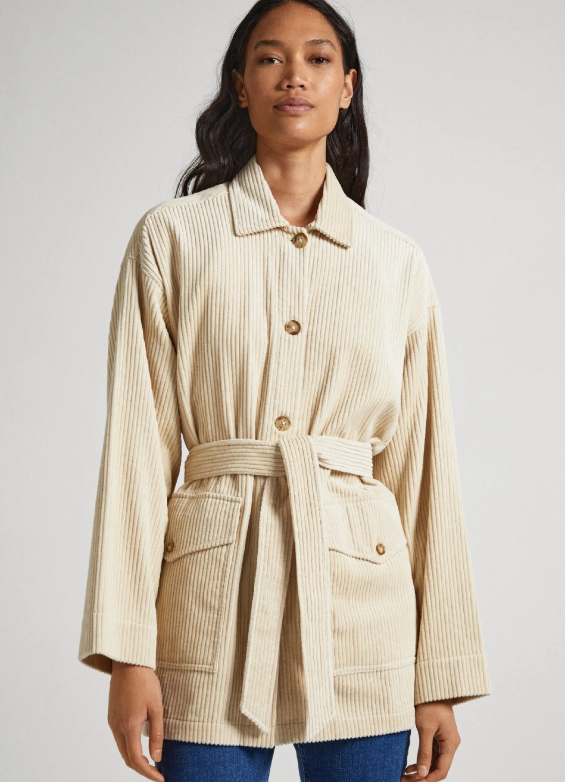 Women Pepe Jeans Corduroy Overshirt With Belt