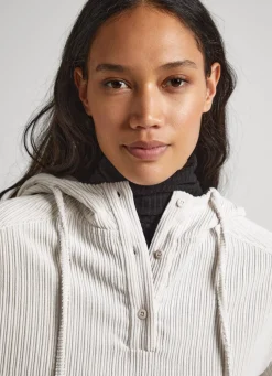 Women Pepe Jeans Corduroy Sweatshirt With Hood