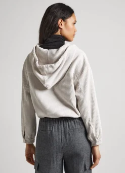 Women Pepe Jeans Corduroy Sweatshirt With Hood