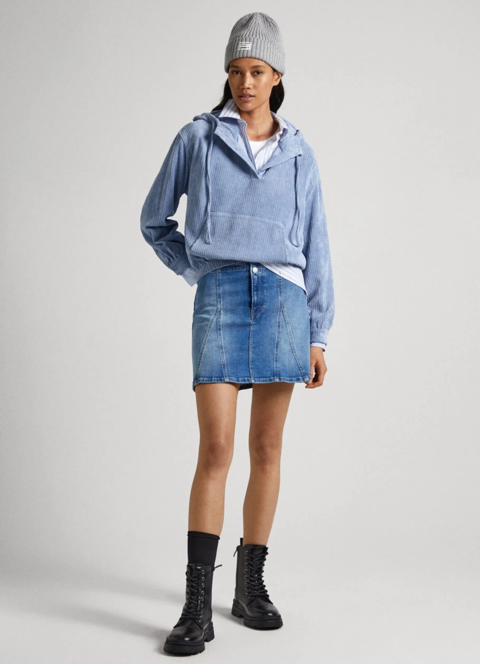 Women Pepe Jeans Corduroy Sweatshirt With Hood