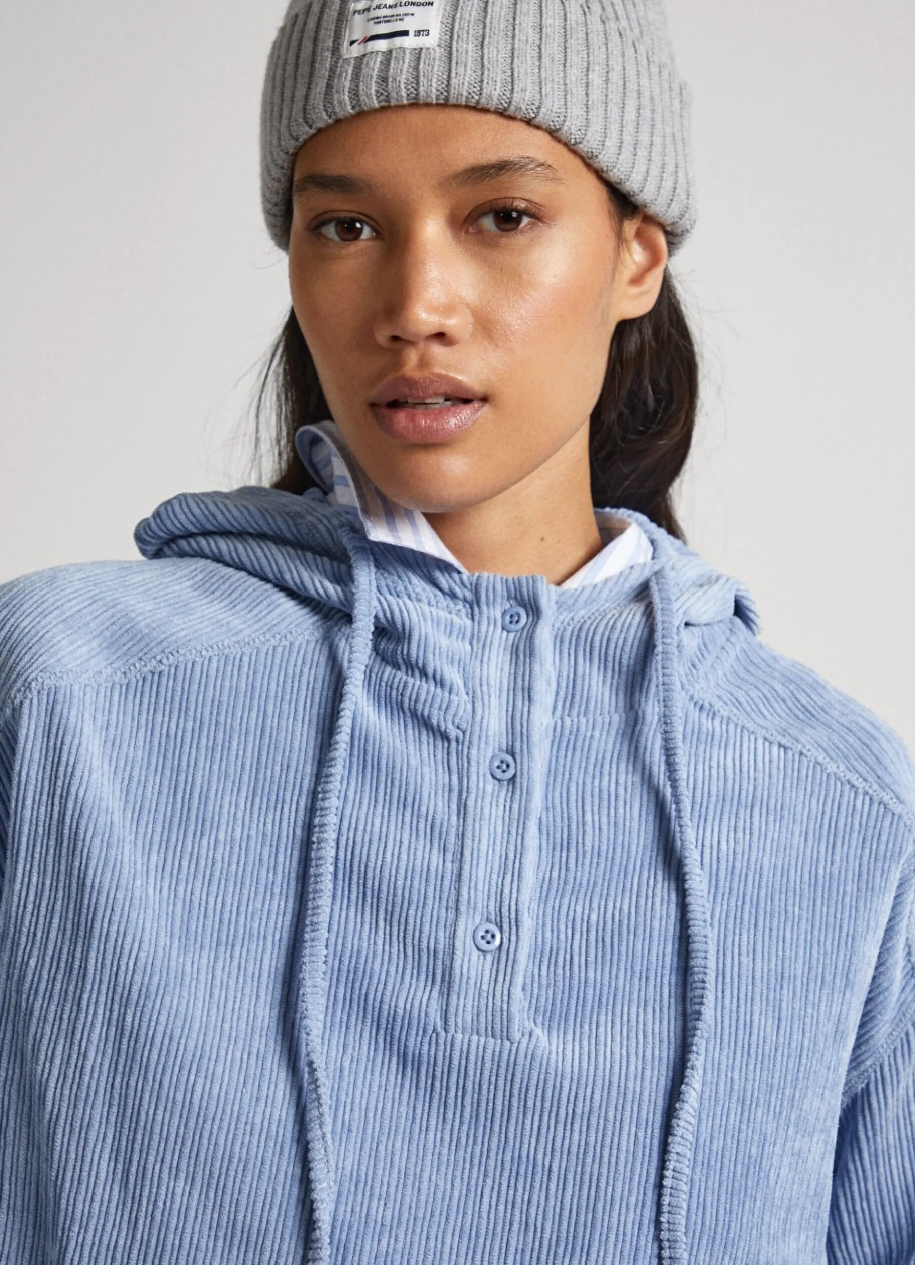Women Pepe Jeans Corduroy Sweatshirt With Hood
