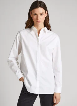 Women Pepe Jeans Cotton Poplin Oversize Fit Shirt