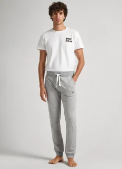Men Pepe Jeans Cotton Terry Trousers With Logo