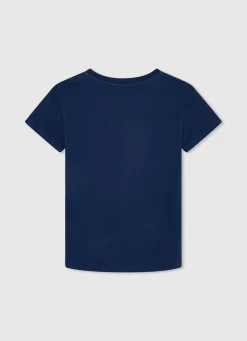 Boy Pepe Jeans Cotton T-Shirt With Printed Logo