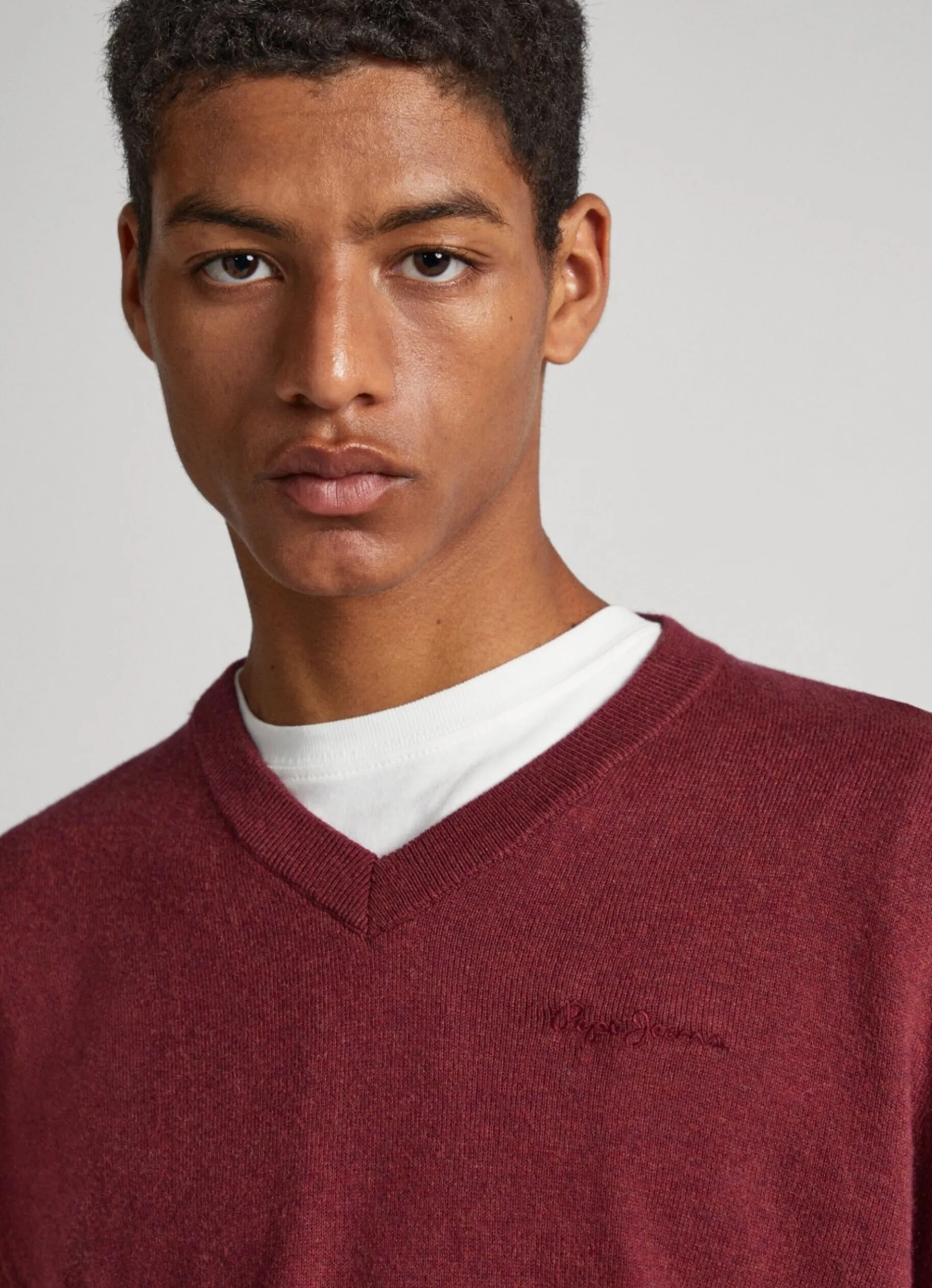 Men Pepe Jeans Cotton V-Neck Knit