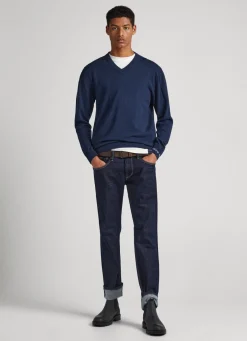 Men Pepe Jeans Cotton V-Neck Knit