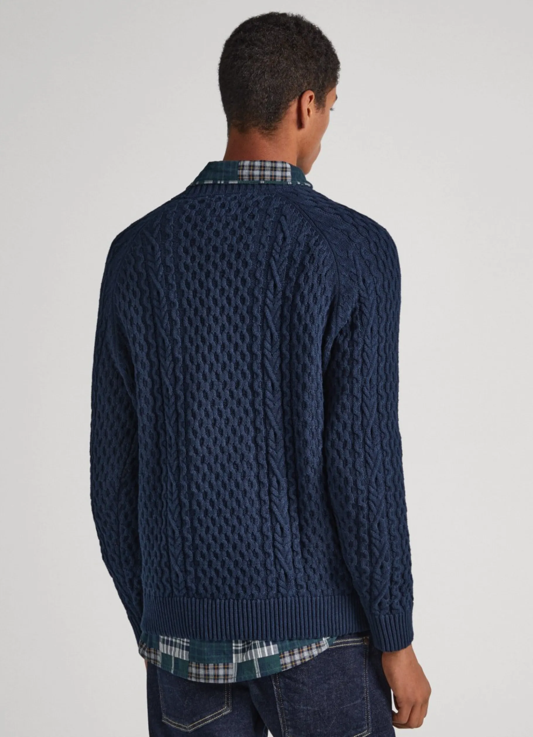 Men Pepe Jeans Crew Neck Cable Knit Jumper