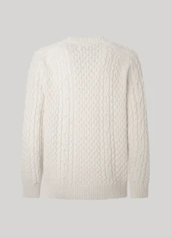 Men Pepe Jeans Crew Neck Cable Knit Jumper