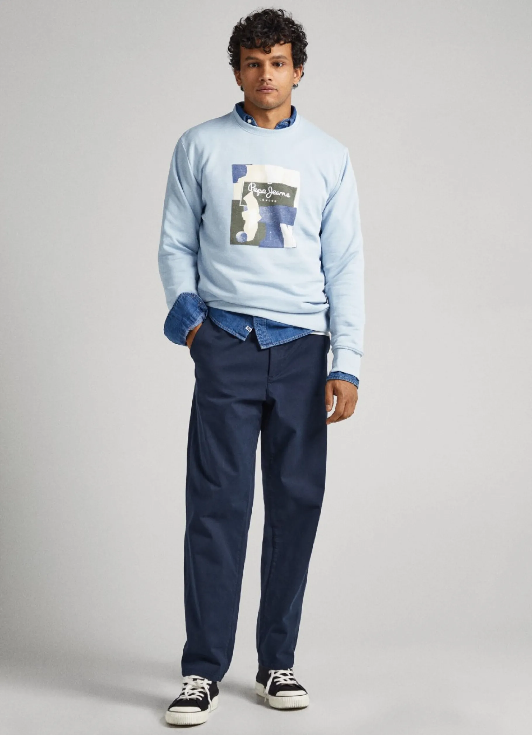 Men Pepe Jeans Crew Neck Cotton Sweatshirt