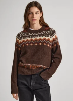 Women Pepe Jeans Crew Neck Jacquard Jumper