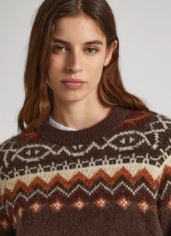 Women Pepe Jeans Crew Neck Jacquard Jumper