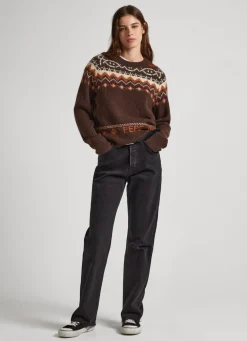 Women Pepe Jeans Crew Neck Jacquard Jumper