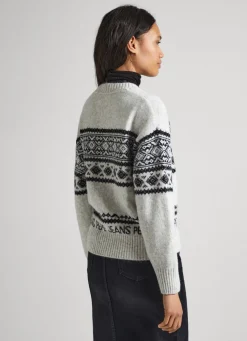 Women Pepe Jeans Crew Neck Jacquard Knit